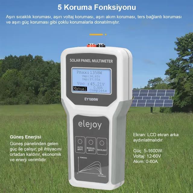 PowerMaster PM-26940 1800 Watt Fotovoltaik MPPT Solar Panel Voltaj Multimetre 12-60V