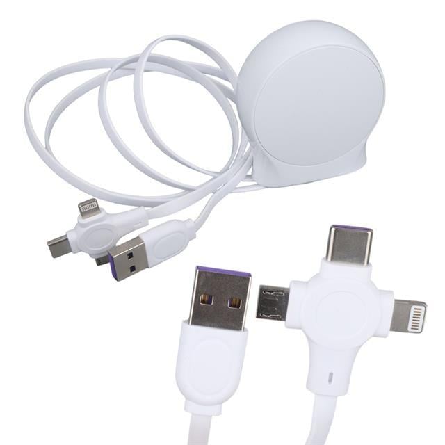 PowerMaster PM-27143 1 Metre Makaralı 3In1 Şarj Kablosu (Lightning - TYPE-C - Micro USB)