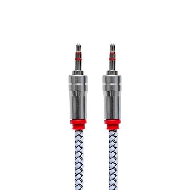 Powermaster PM-2418 Metal Başlıklı Örgülü Erkek - Erkek 1.5 Metre Stereo Aux Kablo
