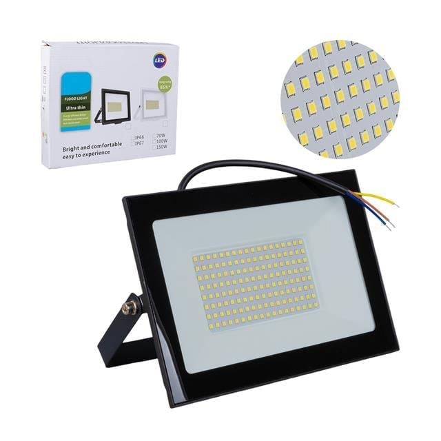 Powermaster PM-22572 100 Watt - 220 Volt 6500K IP66 150* Işık Açısı Siyah Slim Kasa Beyaz Led Projektör
