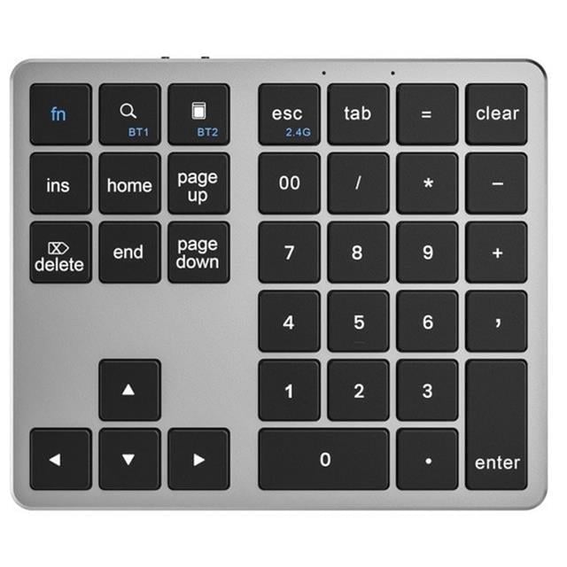 Powermaster PM-26595 Mini Gri Bluetooth 5.2 Kablosuz 35 Tuş Klavye Genişletme Sayı Bloğu