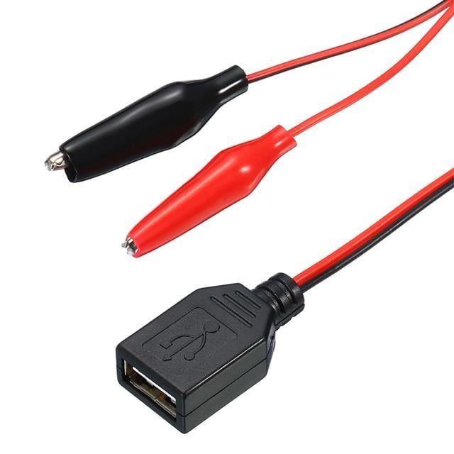Powermaster PM-28659 USB Dişi - Küçük Krokodil Uçlu 5V 2A Test Kablosu 60 CM
