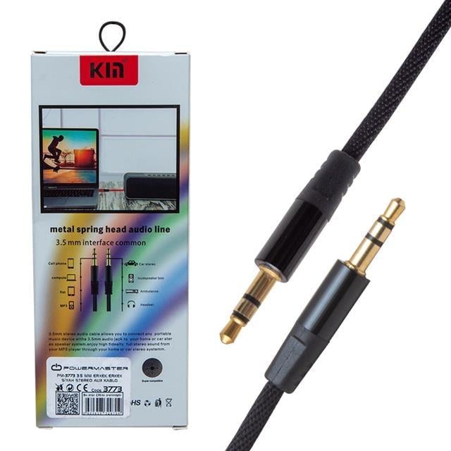 Powermaster PM-3773 3.5 Mm Erkek/Erkek Siyah 1.1 Metre Stereo Aux Kablo