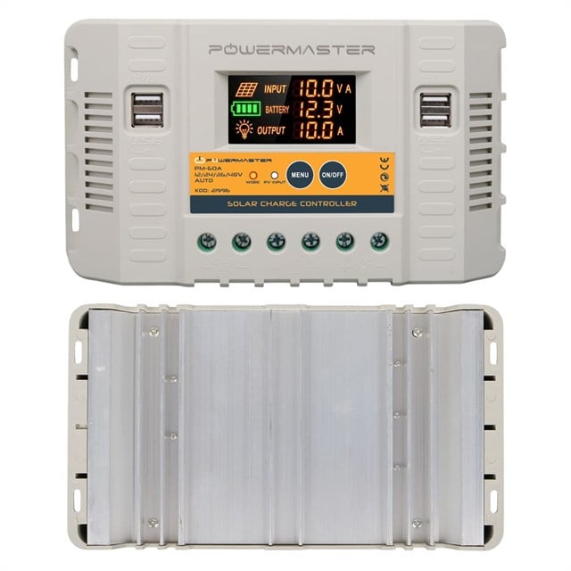 Powermaster PM-60A 12V-24V-36V-48V 60 Amper 4 USBli Dijital Otomatik Solar Şarj Regülatörü