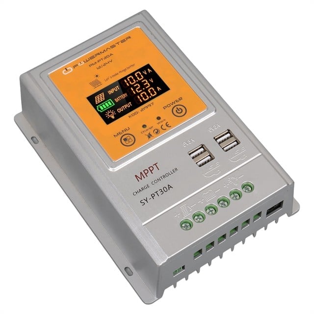 Powermaster PM-PT30A 12V-24V 30 Amper MPPT 4 USBli Dijital Alüminyum Kasa Solar Şarj Regülatörü