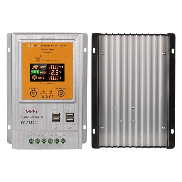 Powermaster PM-PT30A 12V-24V 30 Amper MPPT 4 USBli Dijital Alüminyum Kasa Solar Şarj Regülatörü