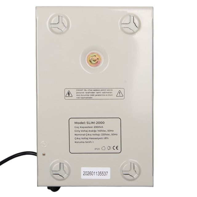 Powermaster SLIM-2000 Otomatik 2000VA Kombi Voltaj Regülatörü (İngiliz Fişli ve Evrensel Çoklu Soketli)