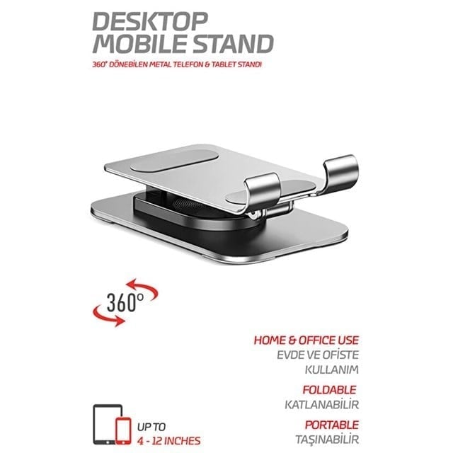 Powerway DMS33 Full Metal Gövde 360 Derece Dönebilen Profesyonel Masaüstü Telefon Standı