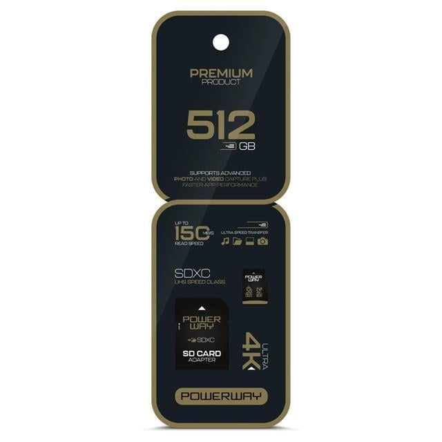 Powerway Premium 512 GB 150MB/S Ultra Hızlı 4K Destekli SDXC Hafıza Kartı