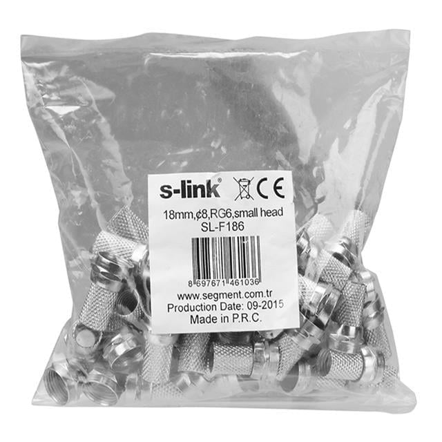 S-Link SL-F186 Geniş 18 mm * 8 RG6/U4 Erkek F Konnektör (50li Paket)