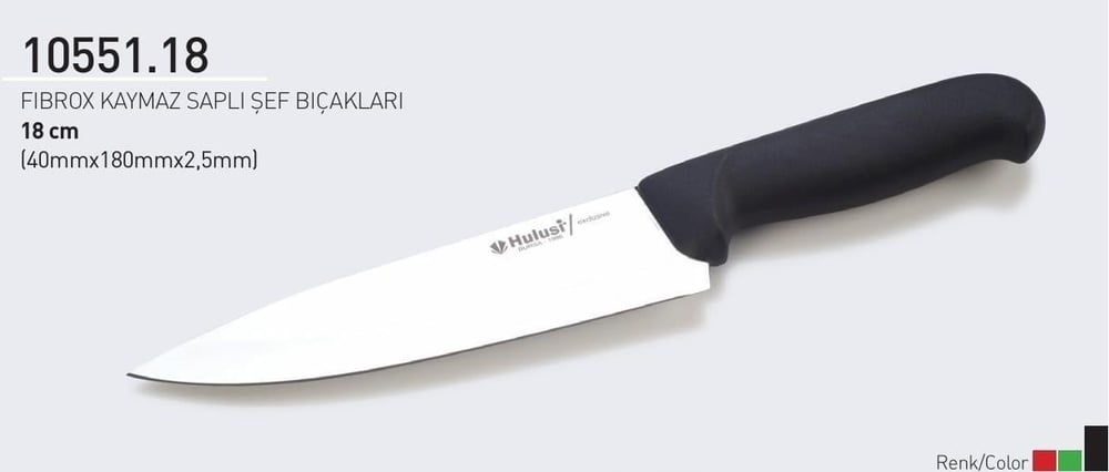 Şef Bıçağı Fibrox Kaymaz Saplı Hulusi Bıçak 18 cm 40mm X 180mm X 2,5mm 10551.18