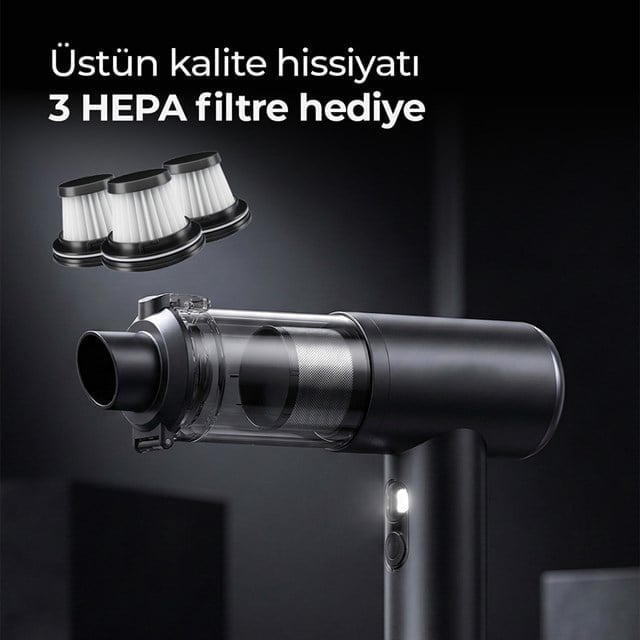 Snapron SNV-3001 100W 17000PA Şarjlı Mini Araç ve Ev Süpürgesi + EVA Taşıma Çantalı Çok Fonksiyonlu Set