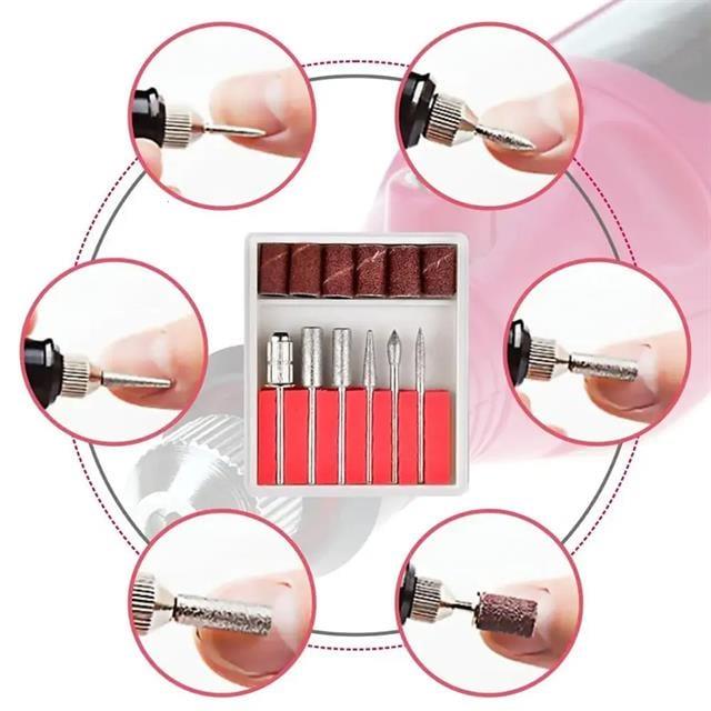 Sunup SN-27091 Hız Ayarlı Tırnak Freze Törpü Manikür Pedikür Seti 6 Başlıklı Elektrikli AC220V