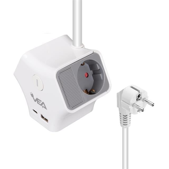 Vea VE-G903YC 3lü USB+ Type-C Girişli Anahtarlı 1.5 Metre Grup Priz