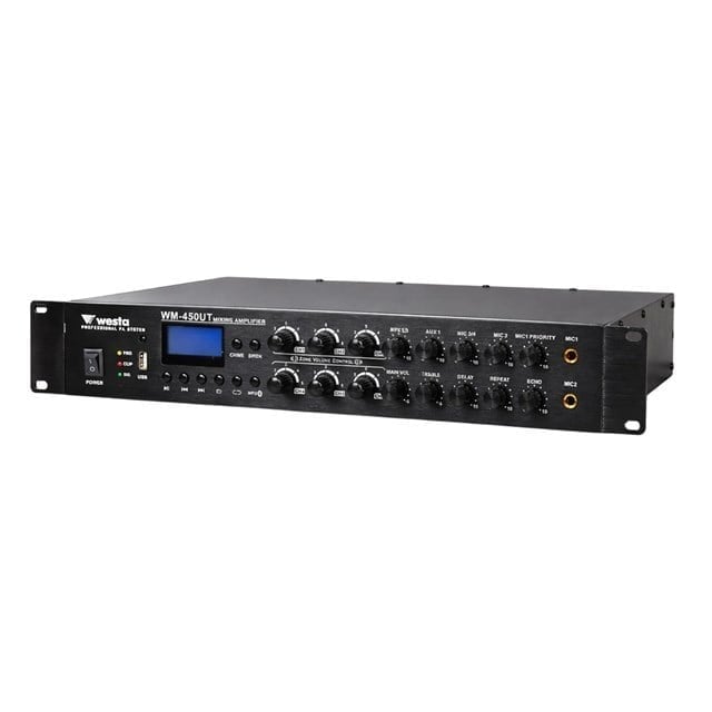 Westa WM-450UT 450W 6 Bölge Kontrollü Profesyonel Mikser Anfi Bluetooth, USB ve Eko Destekli Hat Trafolu Güç Ünitesi