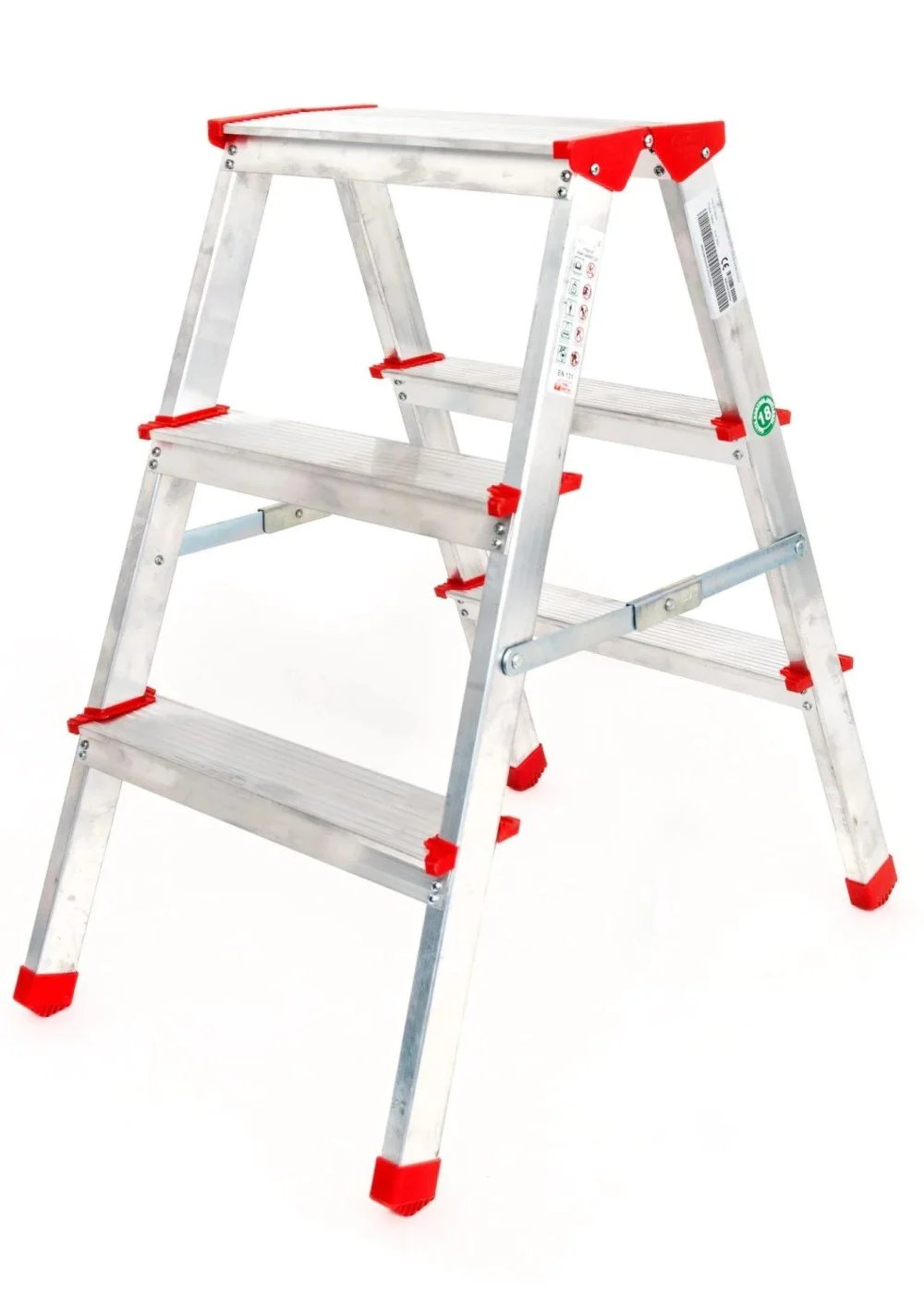 A Tipi 3 Basamaklı Çift Çıkışlı Alüminyum Merdiven 68 Cm