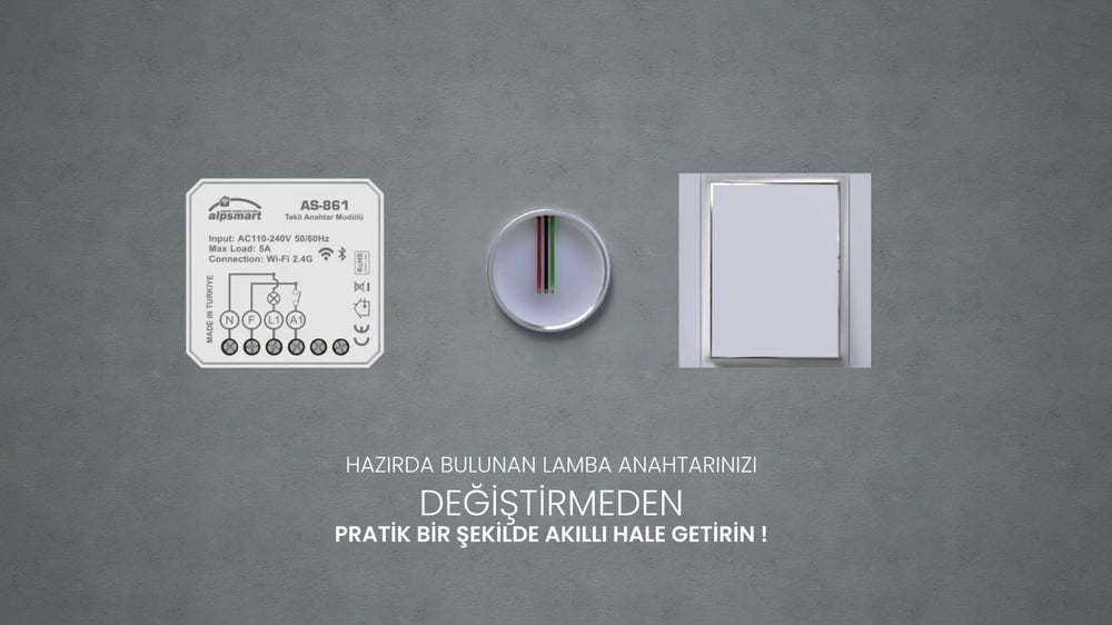 Alpsmart  AS-862 Çiftli Akıllı Wi-Fi Anahtar Modülü