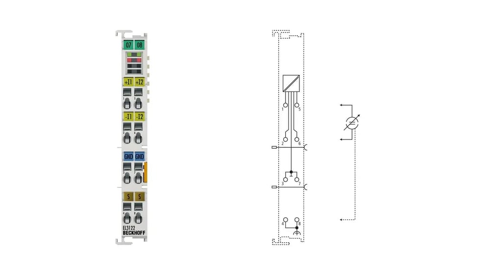 Beckhoff EL3122 | 2 Kanal Diferansiyel Analog Giriş Terminali | 4…20 mA | 16 Bit | EtherCAT