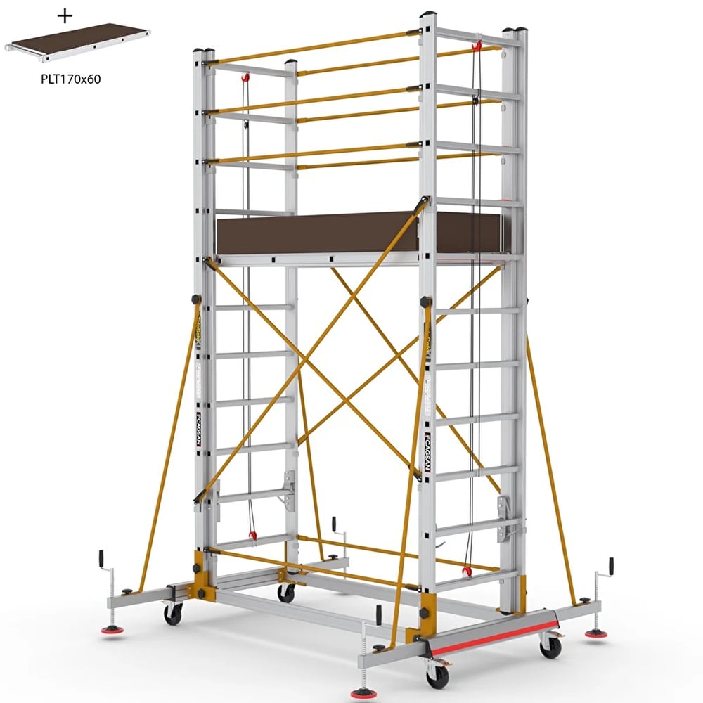 Çağsan 2x11 Basamaklı 6,4 M. Çalışma Yüksekliği Telesafe Xln - İki Parçalı Alüminyum İskele S006_xln 2x11 Basamak