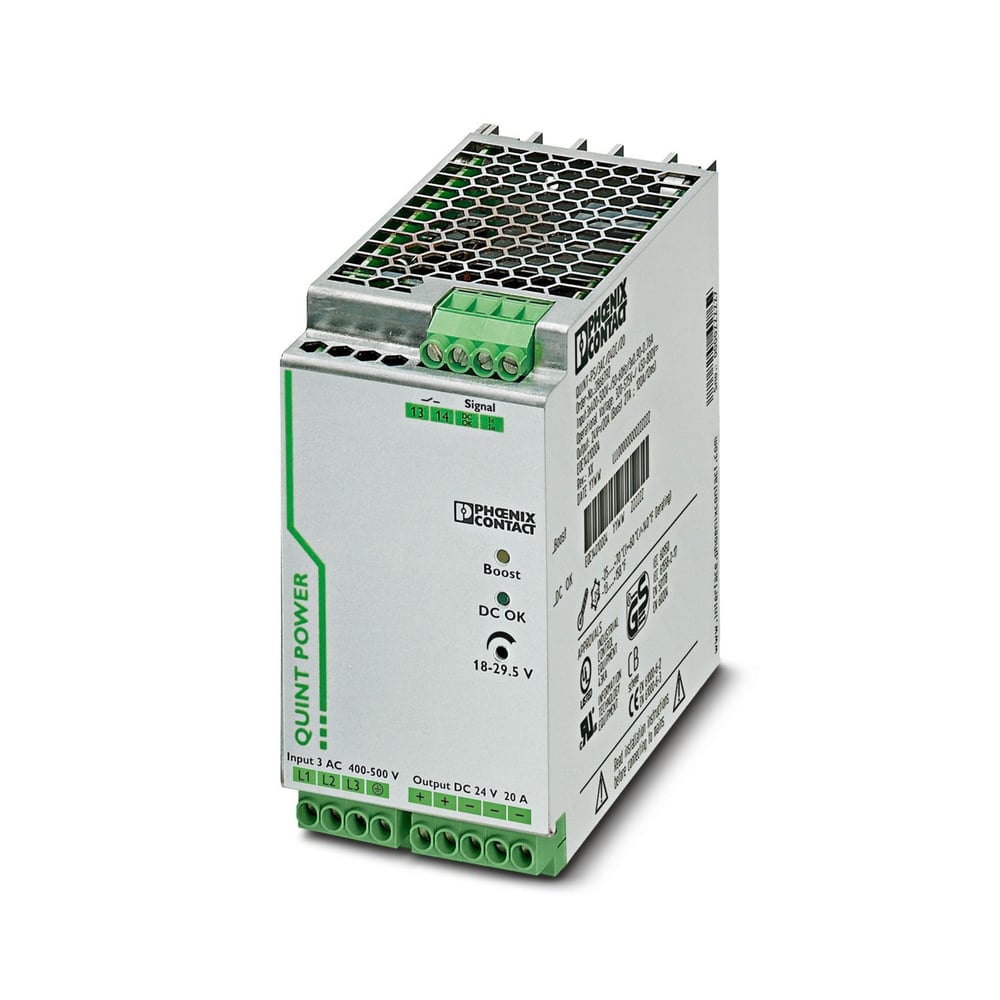 Phoenix Contact 2320924 QUINT-PS/3AC/24DC/20/CO | 24V 20A 3 Faz Endüstriyel Güç Kaynağı | SFB Teknolojisi | Koruyucu Kaplamalı | 2320924