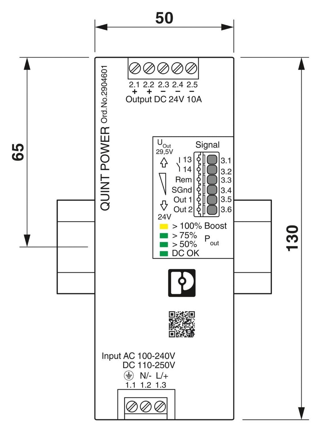 Phoenix Contact 2904601 QUINT4-PS/1AC/24DC/10 - Güç Kaynağı | 1 Faz 24 V DC / 10 A | SFB Teknolojili | NFC Arabirimli