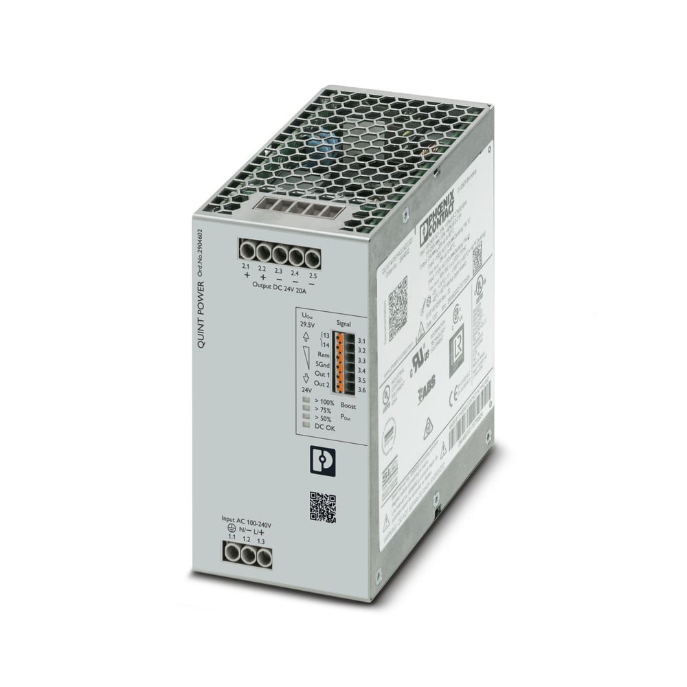 Phoenix Contact 2904602 QUINT4-PS/1AC/24DC/20 - Güç Kaynağı | 1 Faz 24 V DC / 20 A | SFB Teknolojili | NFC Arabirimli