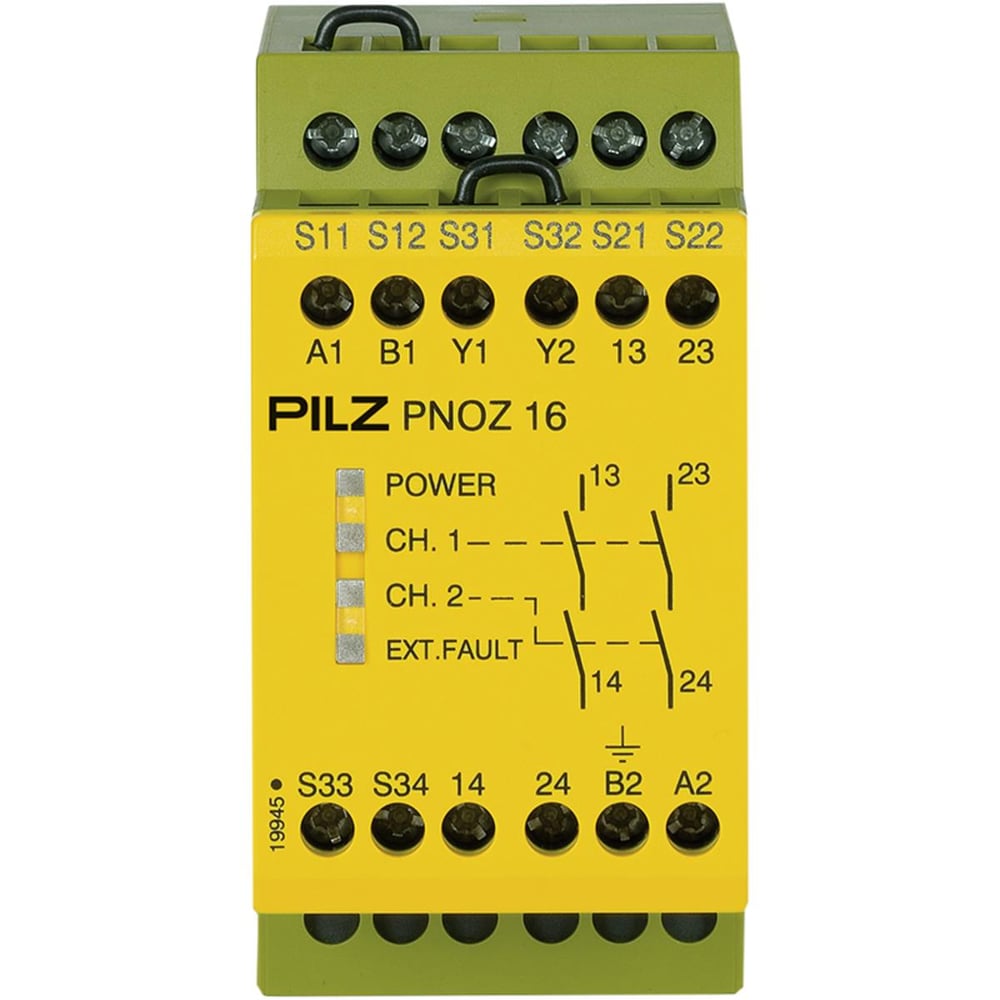 Pilz 774060 PNOZ 16 24VAC/24VDC Emniyet Rölesi – 2 N/O, E-STOP &Basınca duyarlı paspas izleme
