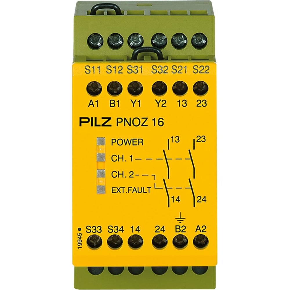 Pilz 774063 PNOZ 16 110VAC/24VDC Emniyet Rölesi – 2 N/O, E-STOP ve Geri Bildirim Döngüsü