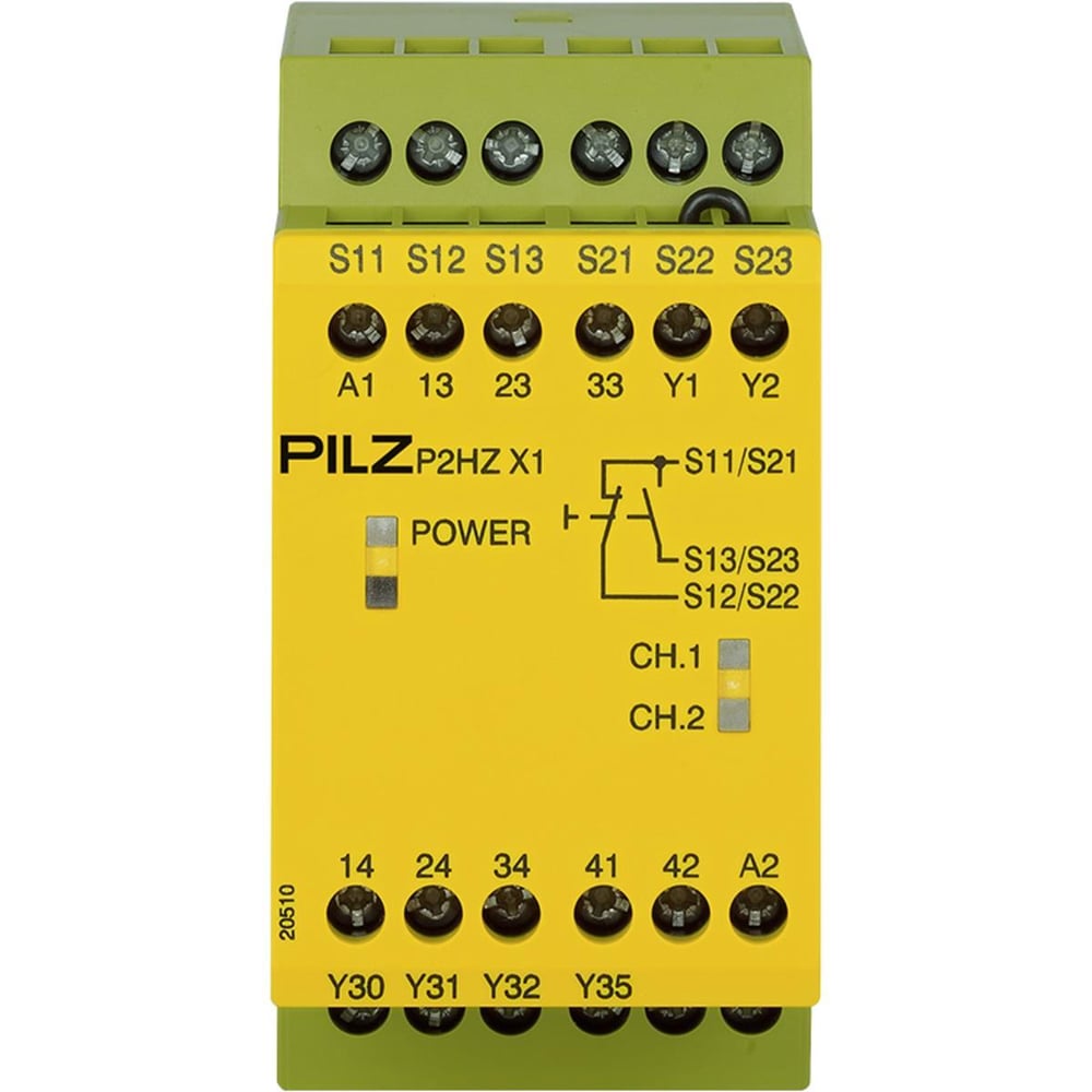 Pilz 774435 P2HZ X1 115VAC Emniyet Rölesi – 3 N/O, 1 N/C, 2 SC, Çift El Kontrol