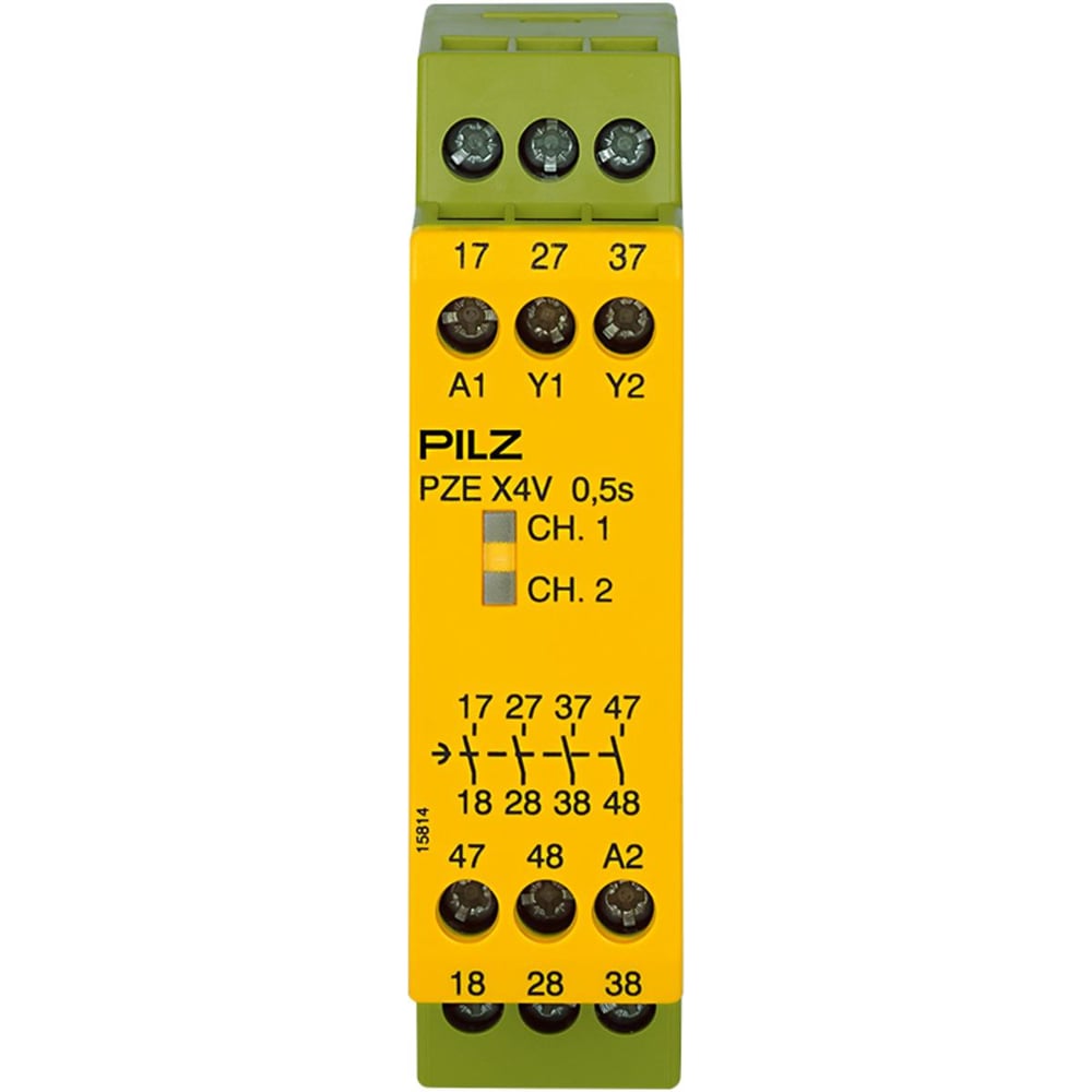 Pilz 774580 PZE X4V 0,5/24VDC Kontak Genişletme Bloğu – Emniyet Rölesi Modülü, 4 N/O, 0,5 sn