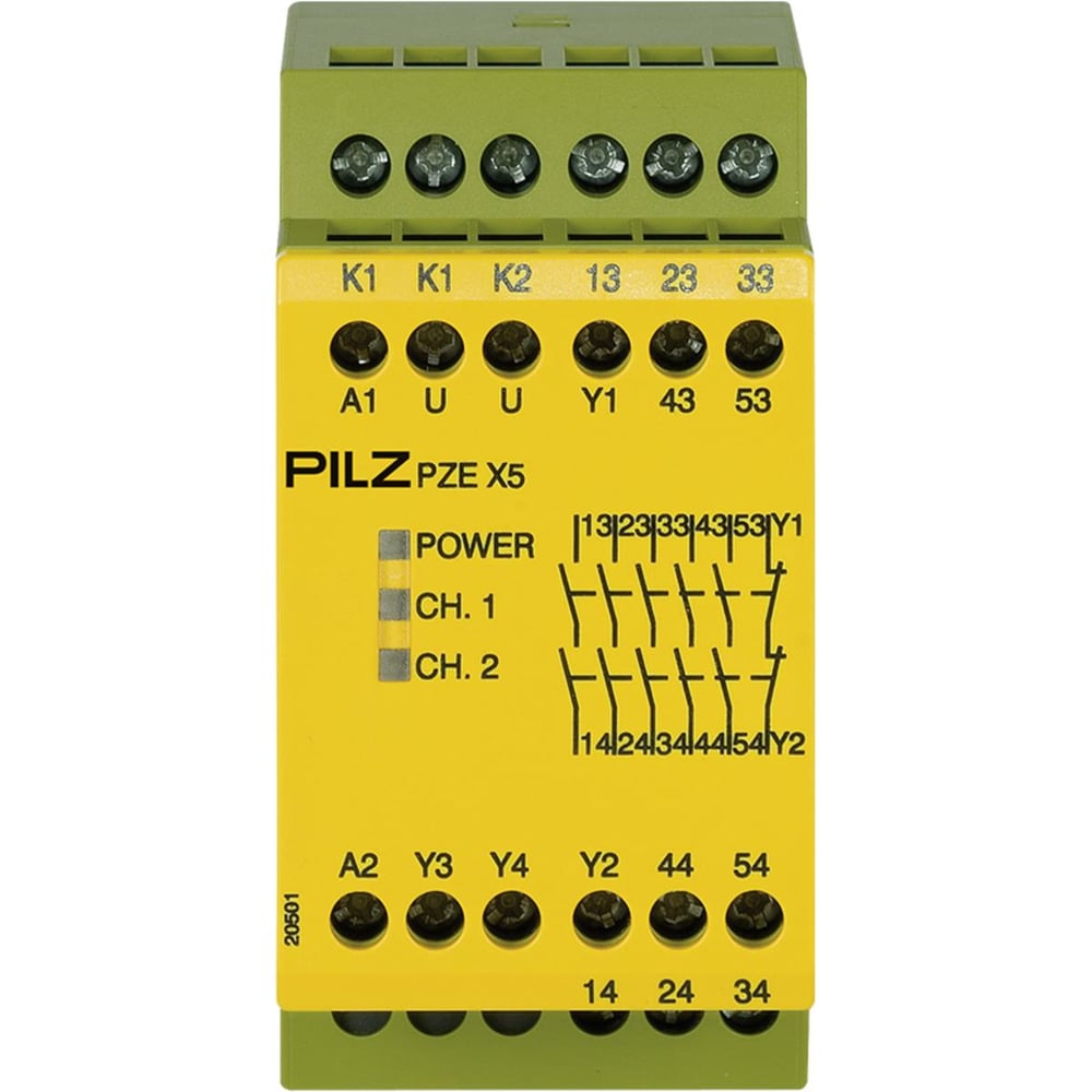 Pilz 774595 PZE X5 24VDC Kontak Genişletme Bloğu – Emniyet Rölesi Modülü, 5 N/O
