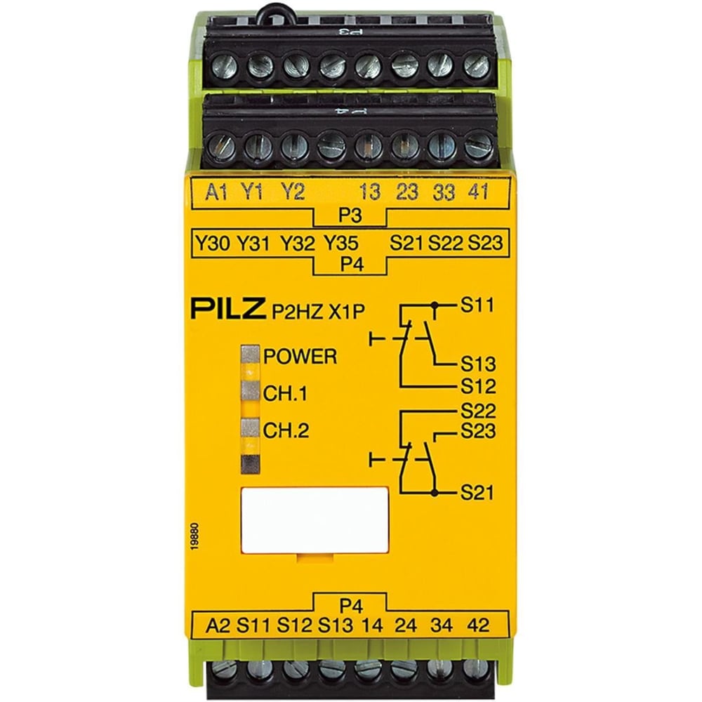 Pilz 774330 P2HZ X1 24VAC Emniyet Rölesi – 3 N/O, 1 N/C, 2 SC, Çift El Kontrol
