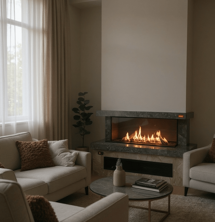 Revega  H100UB-L Seramik Camlı Hermetik Doğalgazlı Şömine 7 Kw - 1000mm
