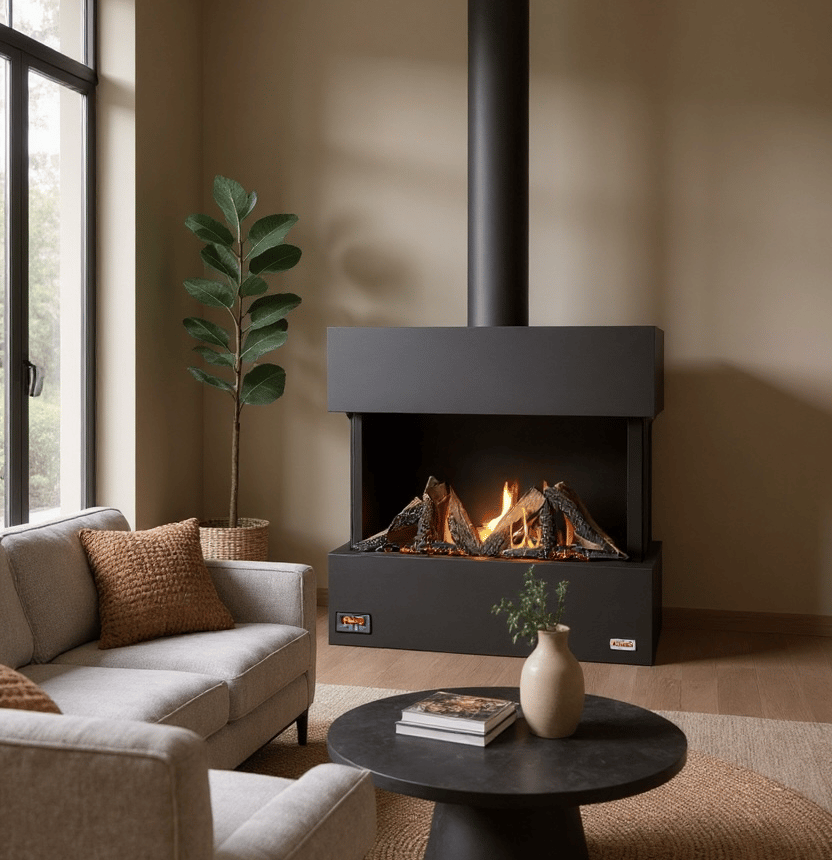 Revega  H75UB-R  Seramik Camlı Hermetik Doğalgazlı Şömine 7 Kw - 850mm