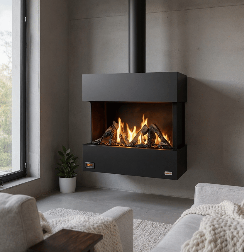 Revega  H75UB-R  Seramik Camlı Hermetik Doğalgazlı Şömine 7 Kw - 850mm