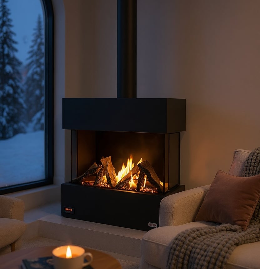 Revega  H75UB-R  Seramik Camlı Hermetik Doğalgazlı Şömine 7 Kw - 850mm