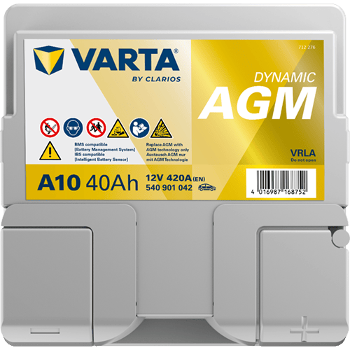 VARTA Dynamic AGM 12V 40Ah 420 CCA – Start-Stop ve xEV Uyumlu Akü