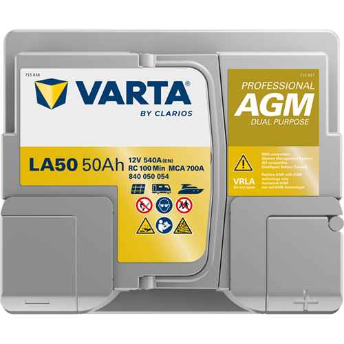 VARTA Dynamic AGM 12V 50Ah 540 CCA – Start-Stop ve xEV Uyumlu Akü