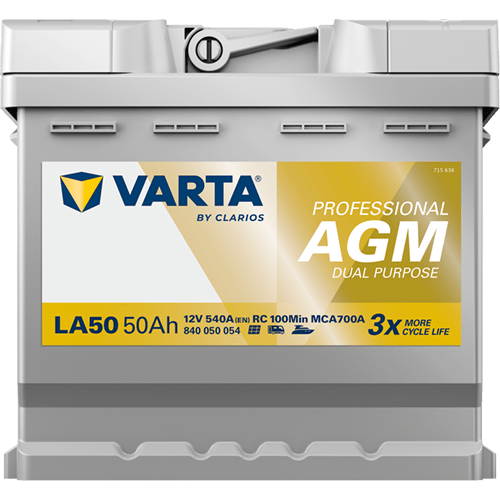 VARTA Dynamic AGM 12V 50Ah 540 CCA – Start-Stop ve xEV Uyumlu Akü