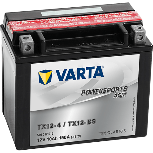VARTA Powersports AGM 12V 10Ah 150A – TX12-BS (TX12-4) | Motosiklet & ATV Aküsü