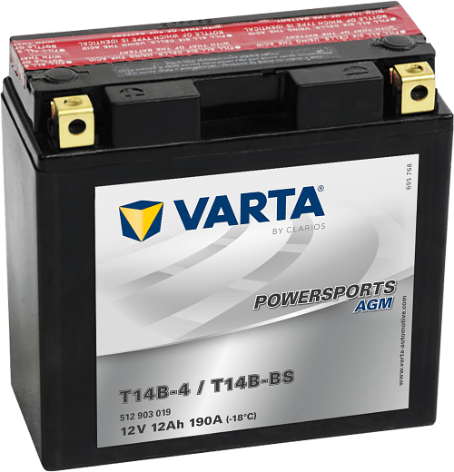VARTA Powersports AGM 12V 12Ah 190A – T14B-BS (T14B-4) | Motosiklet & ATV Aküsü
