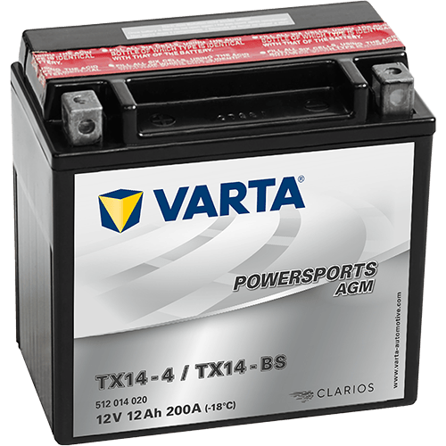 VARTA Powersports AGM 12V 12Ah 200A – TX14-BS (TX14-4) | Motosiklet & ATV Aküsü