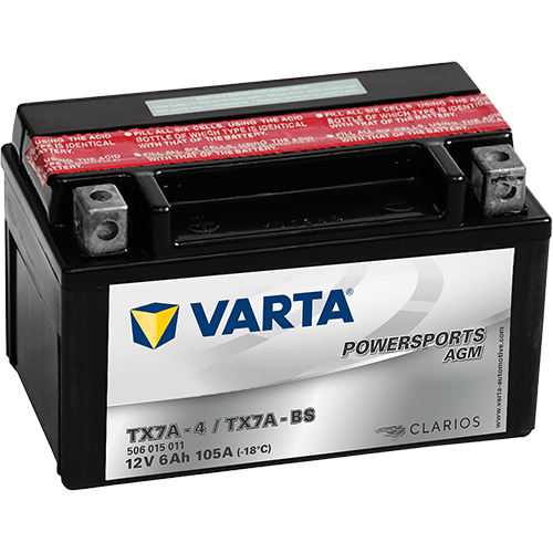 VARTA Powersports AGM 12V 6Ah 105A – TX7A-BS (TX7A-4) | Motosiklet & ATV Aküsü