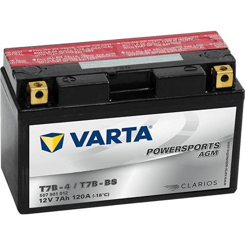 VARTA Powersports AGM 12V 7Ah 120A – T7B-BS (T7B-4) | Motosiklet & ATV Aküsü