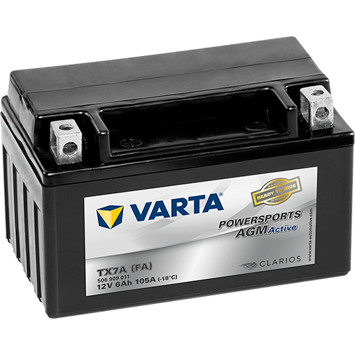 VARTA Powersports AGM Active 12V 6Ah 105A – TX7A (FA) | Motosiklet & ATV Aküsü