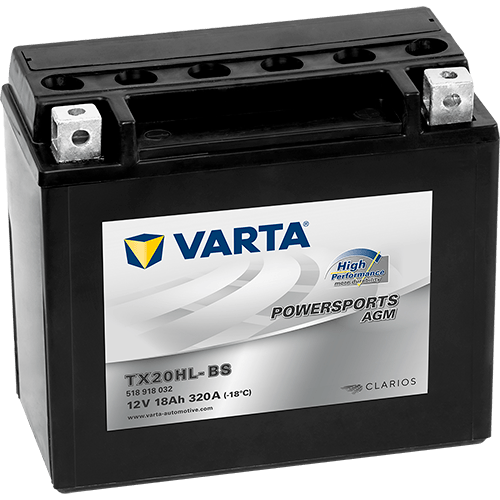 VARTA Powersports AGM High Performance 12V 18Ah 320A – TX20HL-BS | Motosiklet & ATV Aküsü