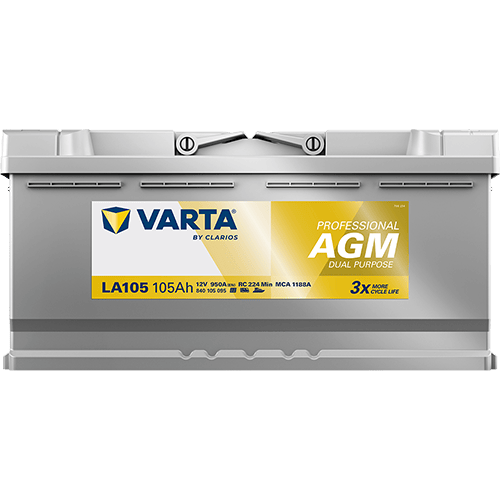 VARTA Professional AGM 12V 105Ah 950A – LA105 (840105095) | Marin ve Karavan Aküsü