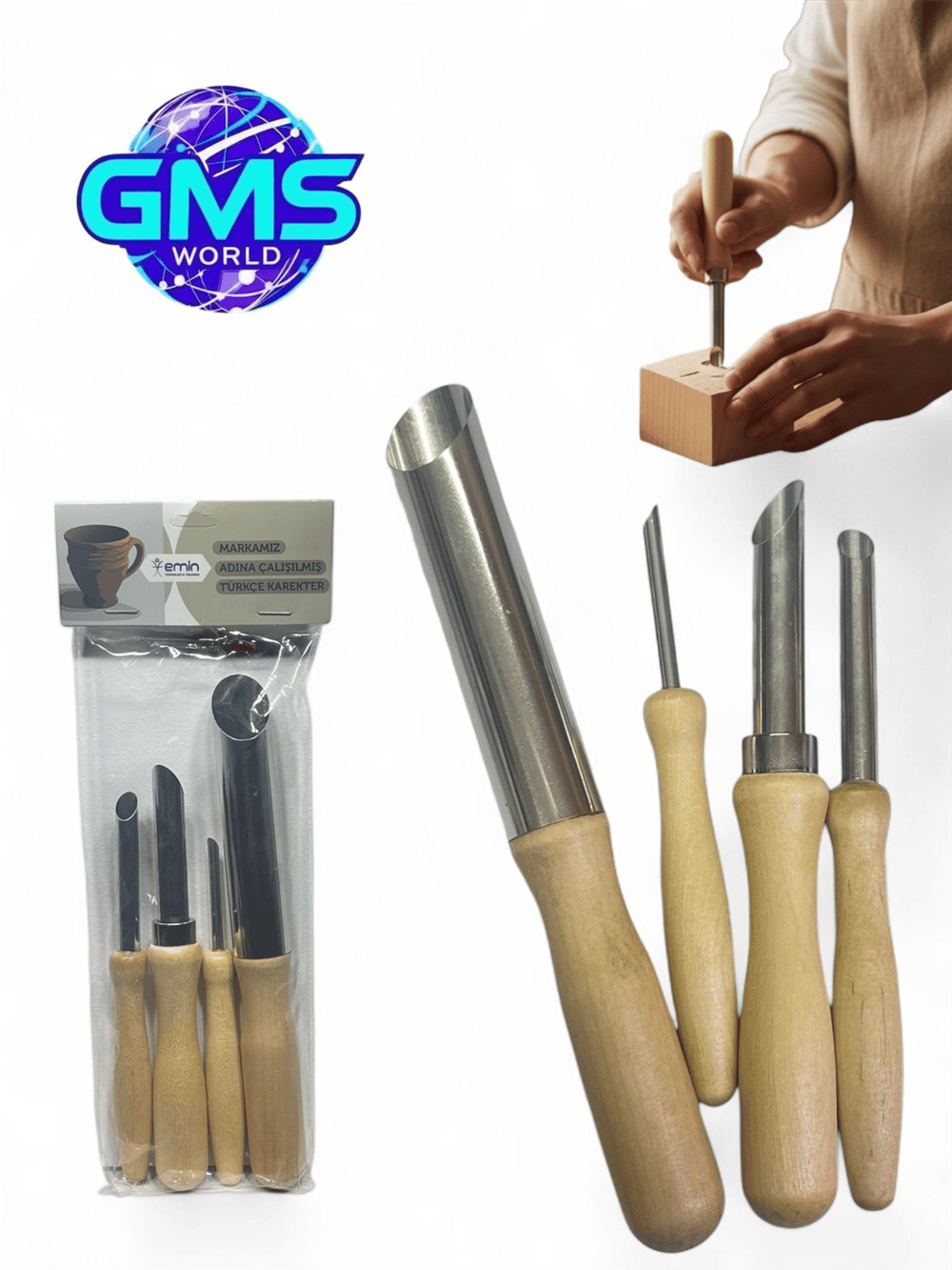 4 LÜ AHŞAP OYMA SETİ KOD: EM-5060