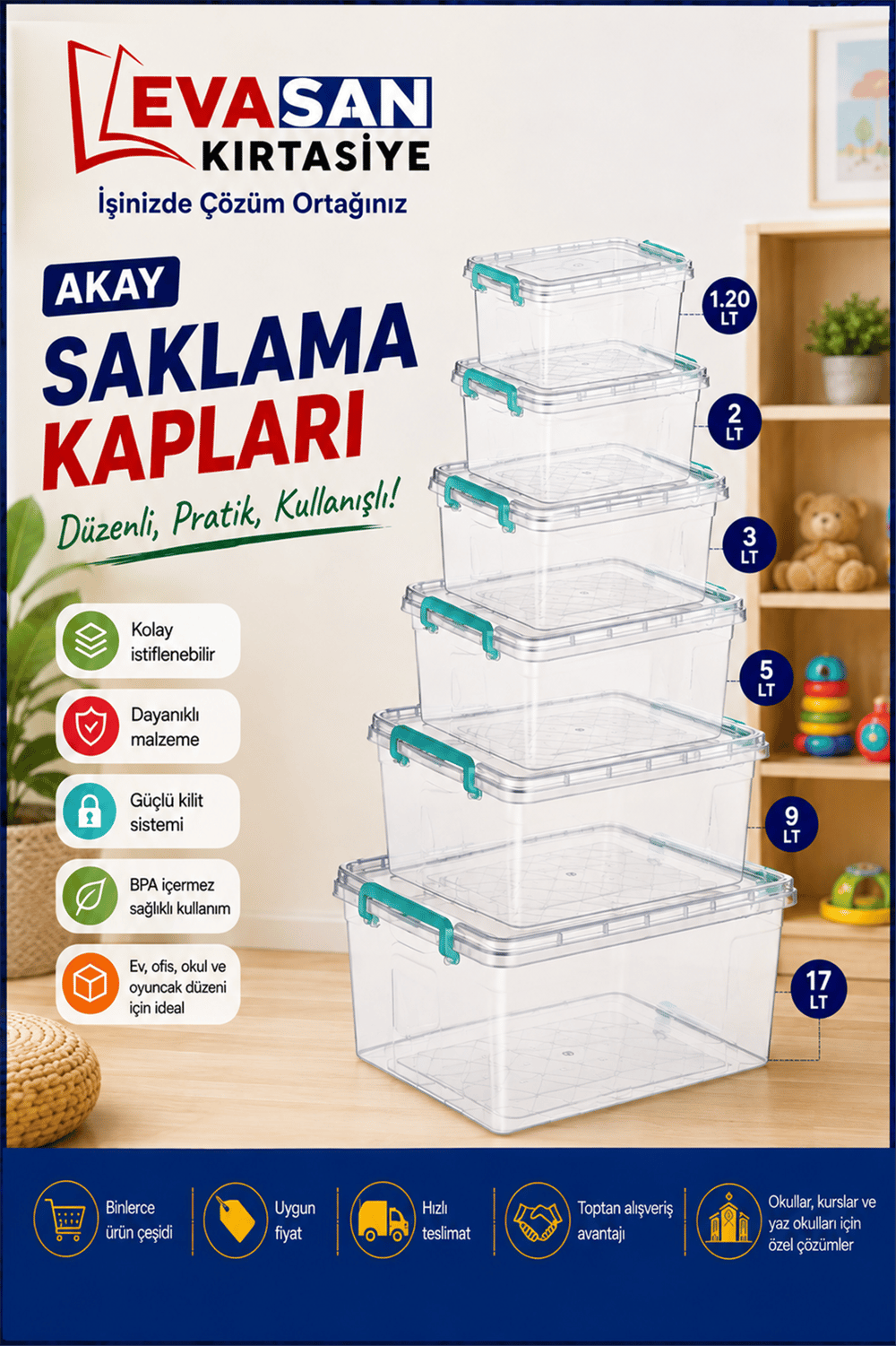 A4248 MİDİ BOX SAKLAMA KABI  (12 LT)