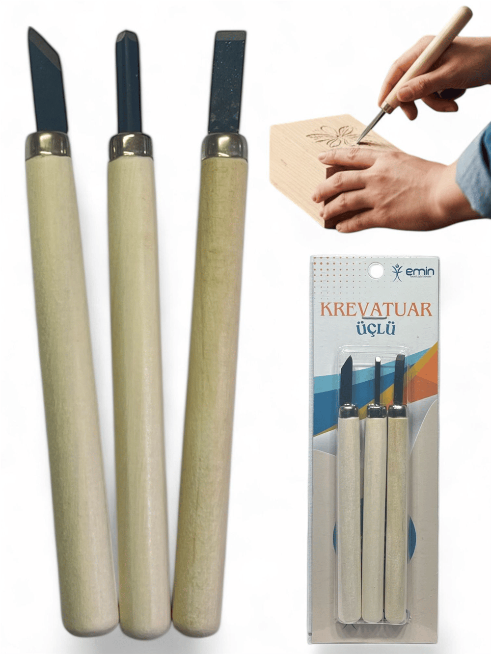 AHŞAP OYMA BIÇAĞI 3 LÜ SET KOD: EM-5005